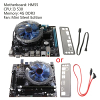 HM55 Computer Motherboard Set LGA 1156 Memory + Cooler Fan for Desktop Computer Mainboard for Game Assembly
