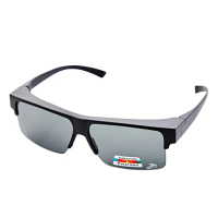 【Z-POLS】半框型包覆式設計套鏡 抗UV400頂級Polarized寶麗來偏光黑太陽眼鏡(輕量化設計 近視族必備款)