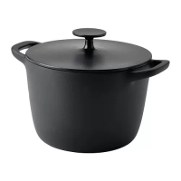 VARDAGEN 附蓋湯鍋, 琺瑯鑄鐵 消光/黑色, 5 公升