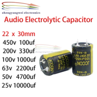 2pcs 22x30mm 100uf 450v 330uf200v 1000uf100v 2200uf63v 4700uf50v 10000uf25v Audio Electrolytic Capacitor For Hifi Amplifier Low