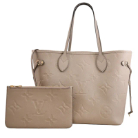 【Louis Vuitton 路易威登】LV M45686 NEVERFULL MM 經典壓花子母束口購物包(現貨)