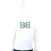 BALLY 雙B字母印花白色有機棉短袖TEE T恤(男款)