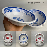 (6 pcs) - Mangkuk Melamine Motif Kembang 7 inch / 18 cm (600 ml), Mangkok melamin Motif Bunga, Mangk