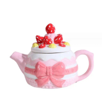 【JEN】手工陶瓷草莓蛋糕單人下午茶壺杯子組