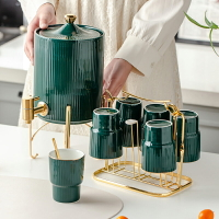 創意陶瓷冷水壺水杯帶杯架帶水龍頭涼水壺喝家用客廳輕奢水具套裝
