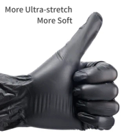 10PC Nitrile Disposable Gloves Waterproof Food Grade Black Home Kitchen Laboratory Cleaning Gloves Cooking Car Repairing Gloves