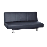 【文創集】卡卡多 時尚黑展開式透氣皮革沙發椅/沙發床