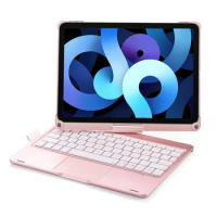 For iPad Air 4 4th 10.9 2020 360 Degree Swivel LED RGB Backlight Wireless Bluetooth Russian/Spanish Trackpad Keyboard Case Cover