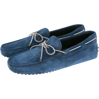 TOD’S Gommino Driving 麂皮綁帶豆豆休閒鞋(藍色)
