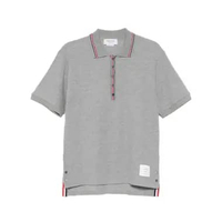 Thom Browne RWB Stripe Short Sleeves Rib Cuff Polo Shirt Grey 3 Grey