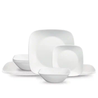 Corelle®- Classic, Pure White Square 12-Piece Dinnerware Set Dinnerware Set Spoon Set Couverts De Table