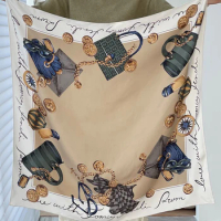 Silk Mulberry scarf 90CM Luxury Bag Print Neck Shawls Hand-Rolled Edges Bag bandanas