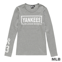 MLB-紐約洋基隊英文印花長袖T恤-麻灰 (女)