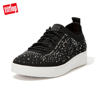 FitFlop RALLY OMBER CRYSTAL KNIT SNEAKERS-繫帶休閒鞋 女(黑色)