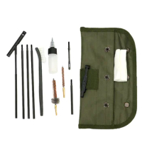 10 Piece Tactical M16 M4 Cleaning Kit Rod Nylon Brush Rifle Brushes Set Airsoft Pistol Cleanner for 223 22LR Hunting Outdoor