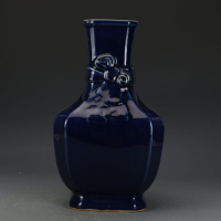 大清雍正藍釉包袱瓶古董古玩收藏真品中國風花瓶仿古瓷器老物件