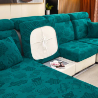 PLUSH sofa cushion cover for normal sofa L shape sofa chaselong slipcovers stretch jacquard flower home decoration