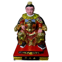 永羣沉香 三太子 中壇元帥 坐姿 彩繪神尊 小佛像 擺飾  雕刻