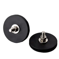 2PC 28KG Powerful Neodymium Magnet Disc With Rubber Costed D66mm M8 1/4inc Thread Anti-scratch LED Light Camera Car Mount Magnet