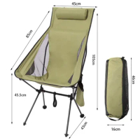 Outdoor Portable Camping Chair, Foldable Beach Moon Chair with Cushion for Fishing, Camping, Self-driving, Touring