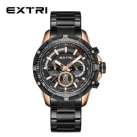 Extri 2023 New Men's Luxury Style Classic Business Chronos Stainless Steel Date Function Wrist Watch Men For Gifts