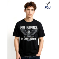 FQU No Kings Protest Eagle Sign Kaos Vertikal Hadiah DIY untuk Ayah Lengan Pendek Leher O Katun Pria