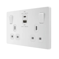 英國 BG British General Evolve PCDCL22UAC45W 13A雙位開關插座 連Type A & C Pearlescent White 珠光白 白