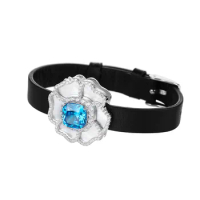 Flower bracelet Mica shell watch female 925 silver ice cut blue zircon cross-border live Instagram hand jewelry