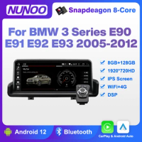 Nunoo Android 12 CarPlay For BMW 3 Series E90 E91 E92 E93 2005-2012 Auto Radio Car Multimedia Player GPS Stereo WIFI Head Unit