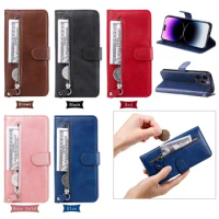 200pcs/Lot Flip Leather Phone Case For iPhone 14 13 12 Mini 11 Pro XS Max XR 7 8 6S Plus SE Zipper Wallet Cover Card Bags