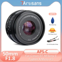 7artisans 50mm F1.8 Large Aperture Portrait Prime Lens For Fujifilm XF xt30 Canon EOSM m50 Sony E a7c a7s Micro 4/3 Mount Camera
