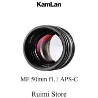 Kamlan 50mm f1.1APS-C Large Aperture Manual Focus Lens for Canon EOS-M SONY E-Mount Fuji X M4/3 Mirrorless Cameras