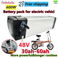 Portable48V E-bike Battery Pack, 600W High Power Lithium Battery Aluminum Shell Suitable for Long Lasting Life of E-bike Series