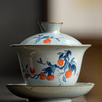 Gaiwan Chawan Tea Cup Puer Bowl Set Soup Tureen Chinese Kung Fu Mugs Porcelain Ceramic Tableware Ceremony Embryo White Akadama