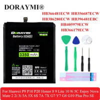 DORAYMI Mobile Phone Battery For Huawei P20 P10 P9 Honor 8 9 Lite 10 9i 5C Enjoy G8 G10 Plus Pro SE 5C 7A Nova2 3 4 Batteries