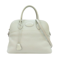【二手名牌BRAND OFF】HERMES 愛馬仕 冰川白 Taurillon牛皮 Bolide 35 兩用包 染色 口I刻