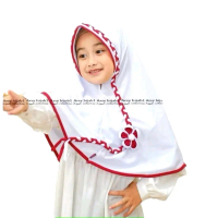 jilbab anak sekolah kepang motif bunga usia 6-9 thn Panjang Nyaman Kerudung motif bunga  Instan