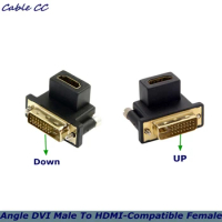 90 Degree Angle DVI Male To HDMI-Compatible Female Adapter, Used For Computer, HDTV. TV Industrial Machine And Graphics Card
