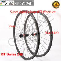 Super Light 29er Carbon MTB Wheels New Tubeless DT 240 Pillar 1420 Disc Brake Symmetry/Asymmetry 28/28H MTB Wheelset 29