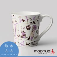 【office67】日本手繪地圖馬克杯-散步貓咪系列-京都篇(可微波/可機洗/禮盒設計)