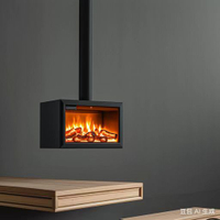懸掛壁爐仿真火木材火焰飛碟電子3d霧化加濕器燃木酒精取暖器裝飾