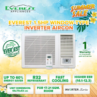 EVEREST 1.5 HP Inverter Window Type Aircon with Remote Control/ Wide Airflow Design/ Filter