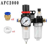 AFC-2000 G1 / 4" Pneumatic Filter Air Treatment Unit Pressure Regulator Air Compressor Tool Oil-Water Separator AFR2000 + AL2000