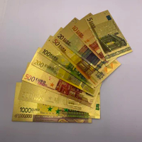 1 pcs Gold Foil Banknote Colored One Million Euro 5-1000 Note European Replica Currency for Collection Gift