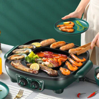 Divided Bbq Electric Hot Pot Barbecue Dish Chinese Multifunction Hot Pot Noodles Non-stick Food Soup Fondue Chinoise Cookware