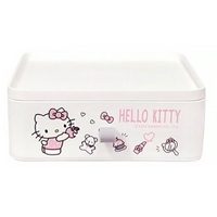 小禮堂 Hello Kitty 方形可疊式抽屜收納盒20x18cm (粉款)