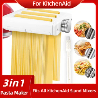 Pasta Maker Attachment 3 in 1 Set for KitchenAid Stand Mixers Included Pasta Sheet Roller, Spaghetti Cutter, Fettuccine Cutter