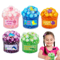 Crunchy Glitter Crystal Slimes Fluffy Cube And Jell Slimes Kit Non-Sticky Soft Crystal Glue Boba Slimes Party Favor For Boys