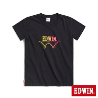EDWIN 漸層印花短袖T恤-女-黑色
