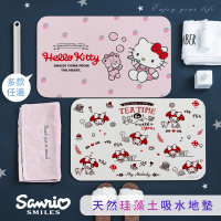收納王妃 三麗鷗凱蒂貓KITTY 美樂蒂 酷洛米 硬式珪藻土 吸水地墊 腳踏墊尺寸:60x39x0.9cm